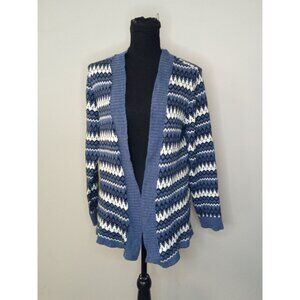 Croft & Barrow Blue White Cardigan Size Petite Medium